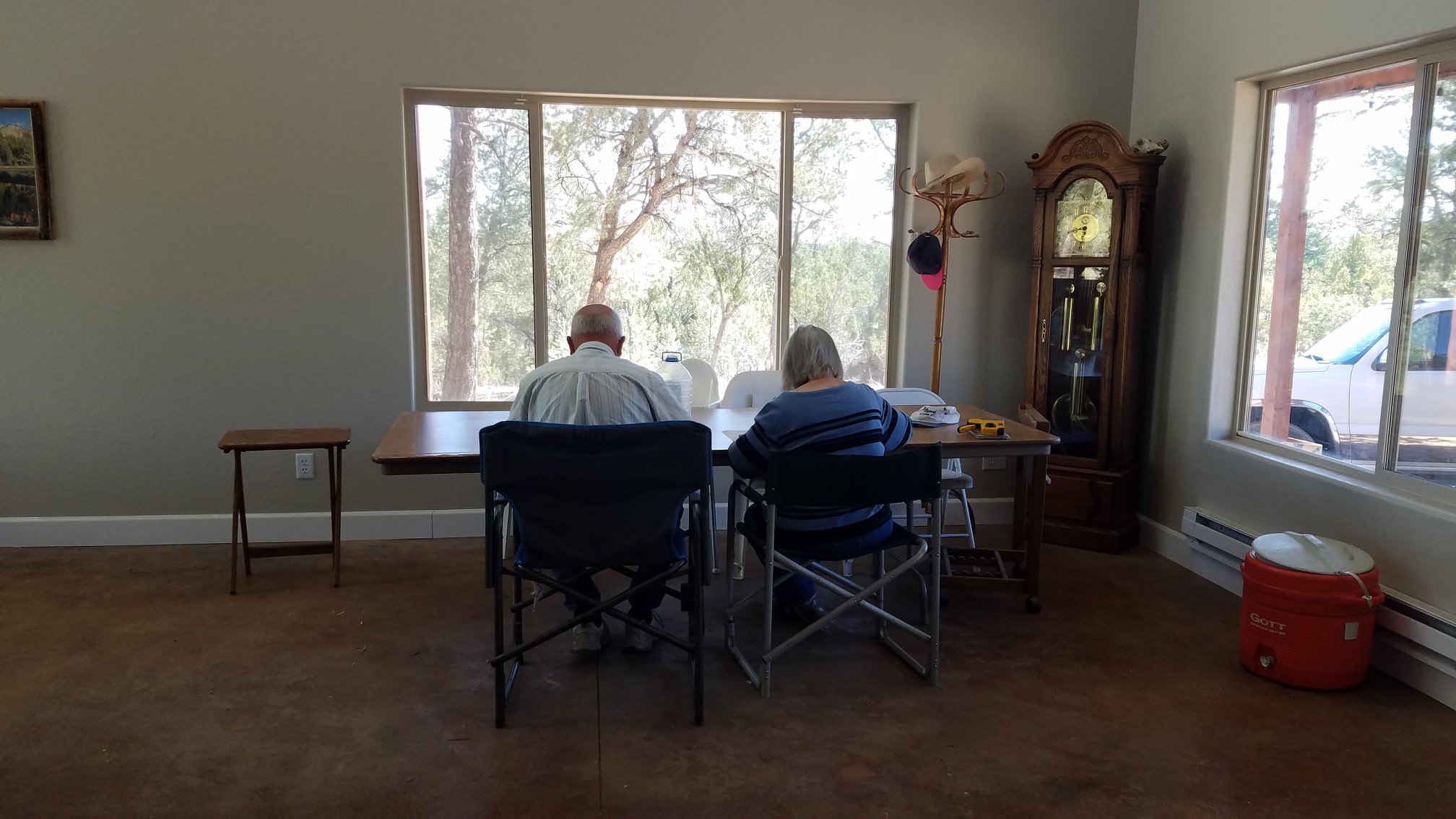 Grandma and Grandpa having a peaceful lunch together.